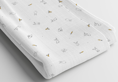 Mini Muslin 100% cotton - Cute bunnies print