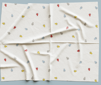 Mini Muslin 100% cotton - Multicolor sharky print
