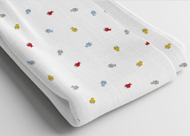 Muselina 100% algodón - Estampado sharky multicolor