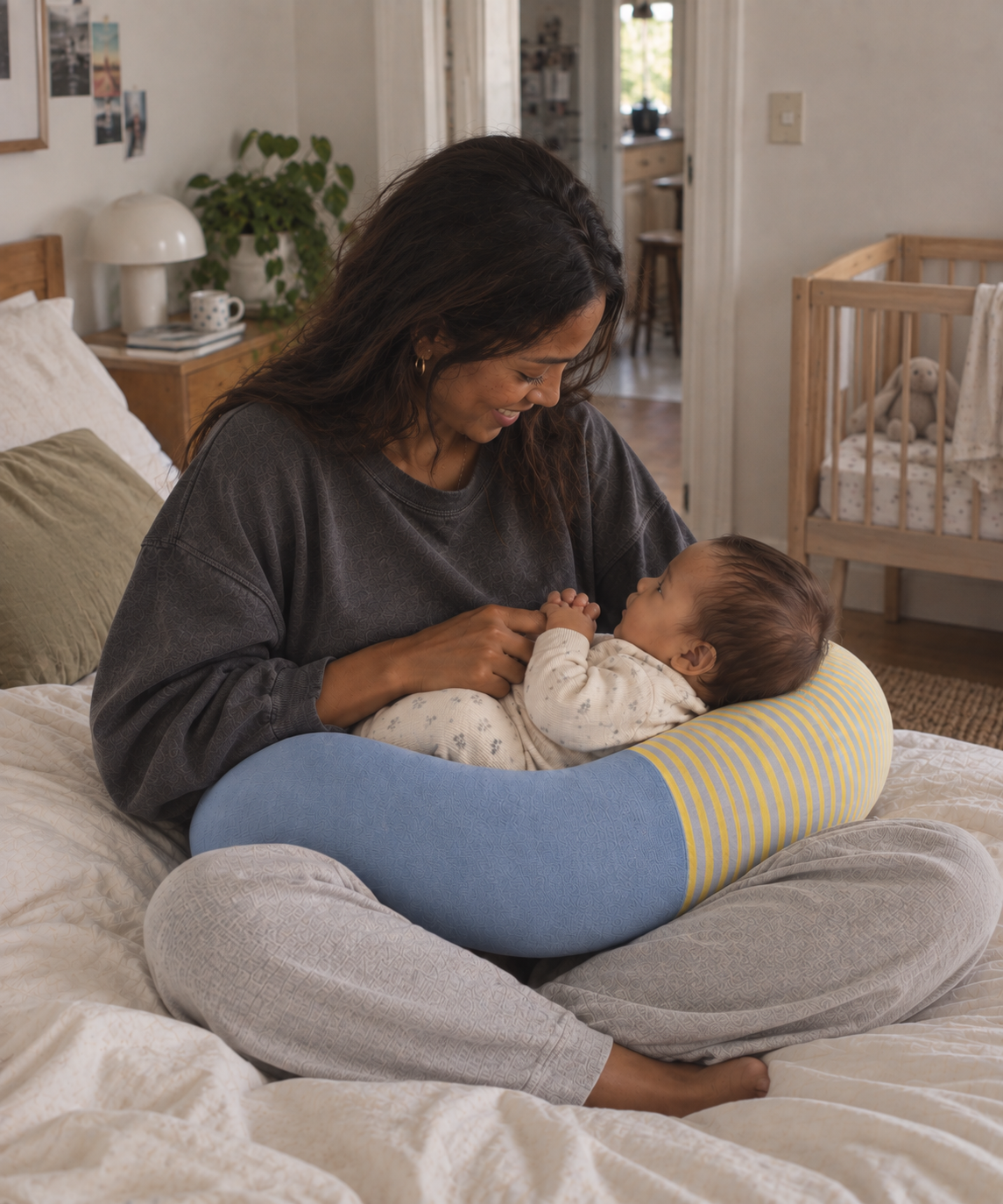 Cojín de Lactancia Baby Bites – Azul & Amarillo