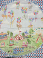 Soft bamboo muslin fabric detail of Baby Bites Circus Fair blanket
