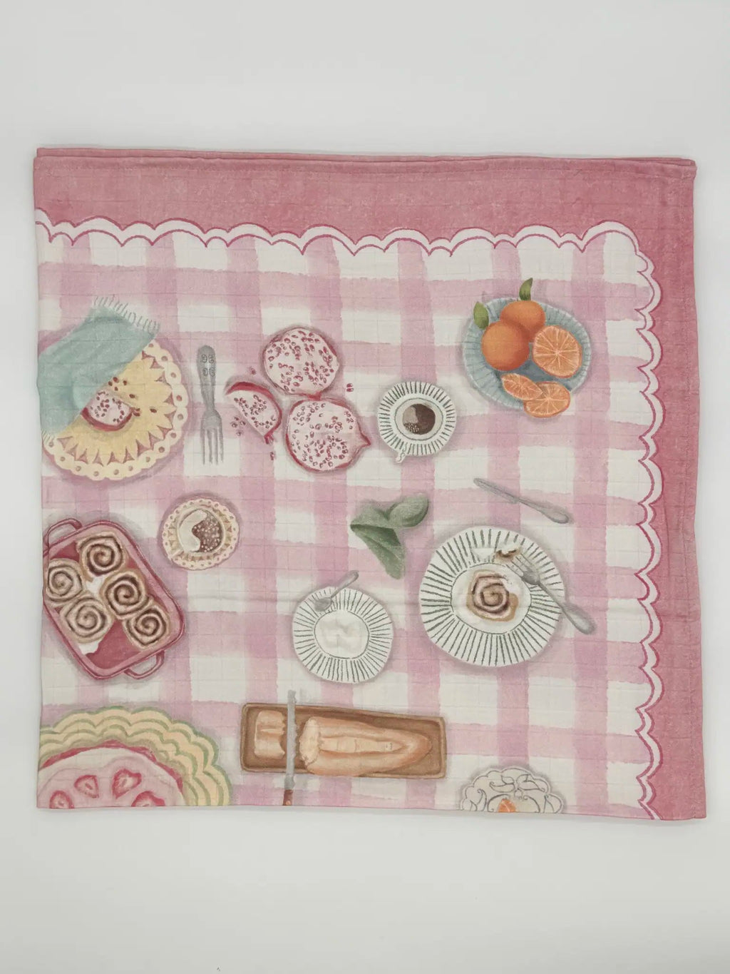 Baby Bites Strawberry House baby muslin with strawberry picnic pattern2