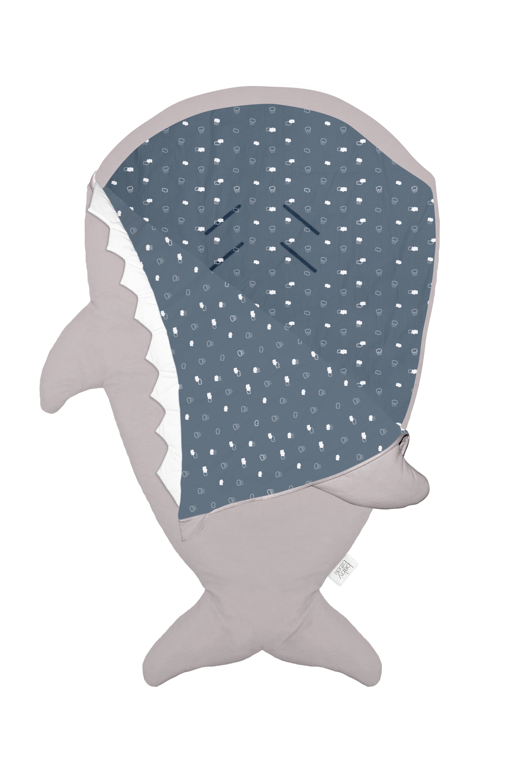 Saco Tiburón para bebé - Gris Piedra - Nubes azules