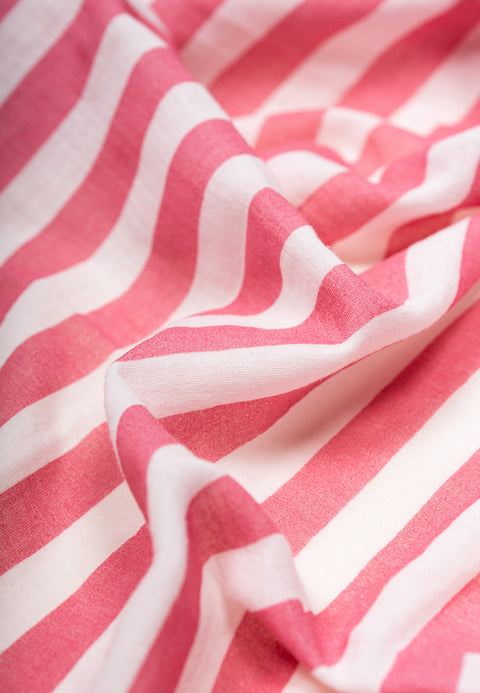 Muselina 100% algodón - Estampado rayas rosas