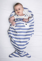 Shark Sleeping Bag for Newborns - Blue Stripes