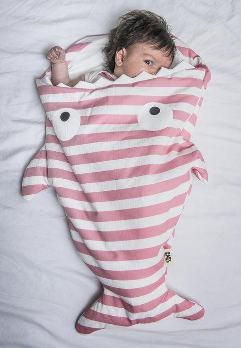 Saco Tiburón para recién nacidos - Rayas rosas