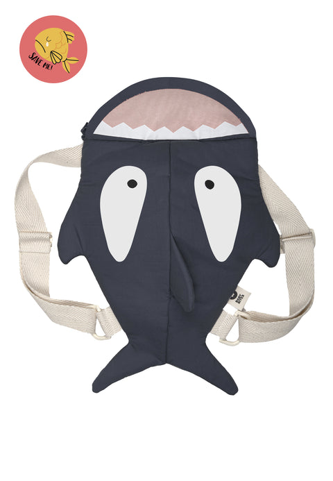 Mochila Tiburón para bebé - Azul Marino (Ojos alargados)