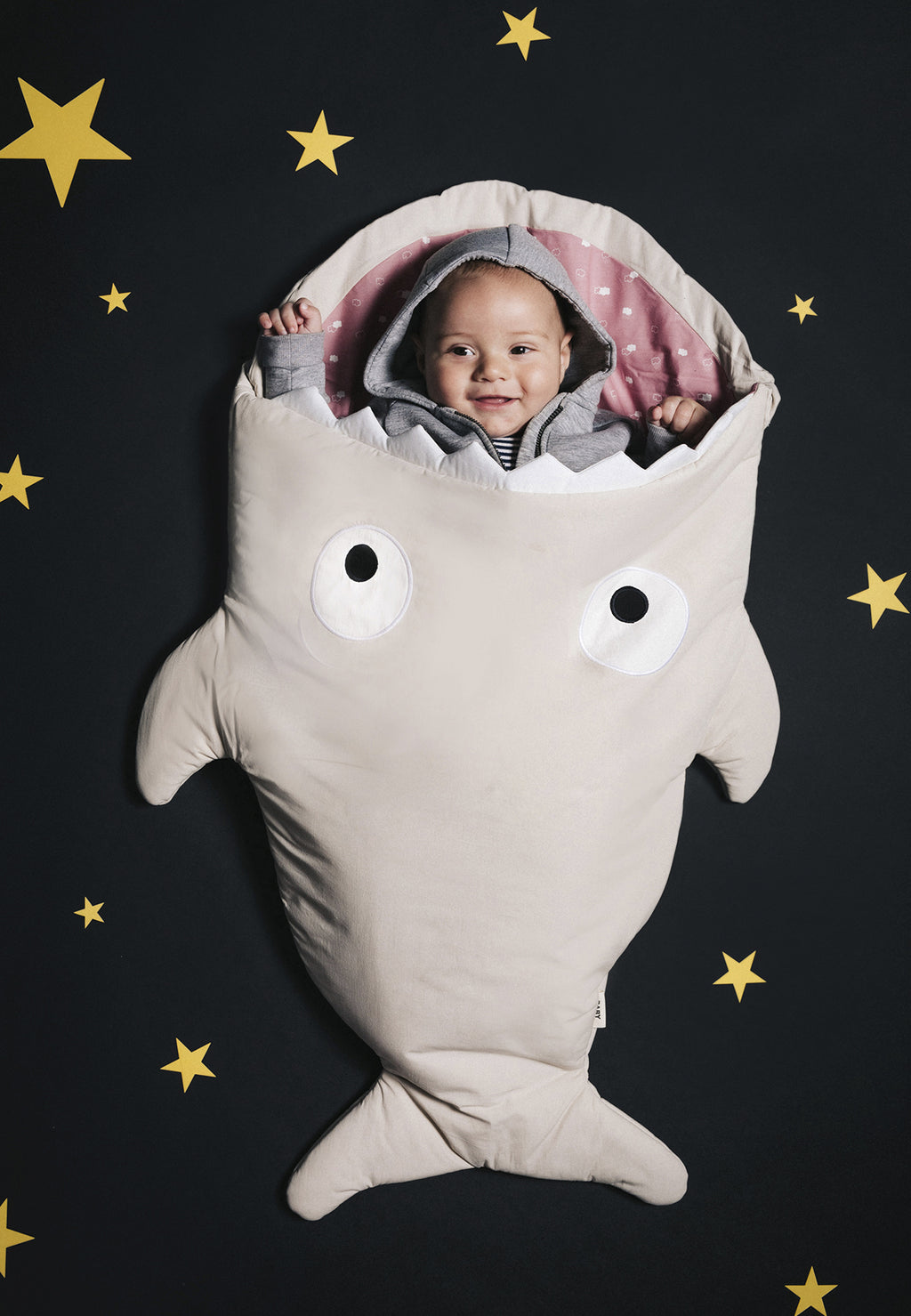 Saco Tiburón para bebé - Gris Piedra - Nubes Rosas