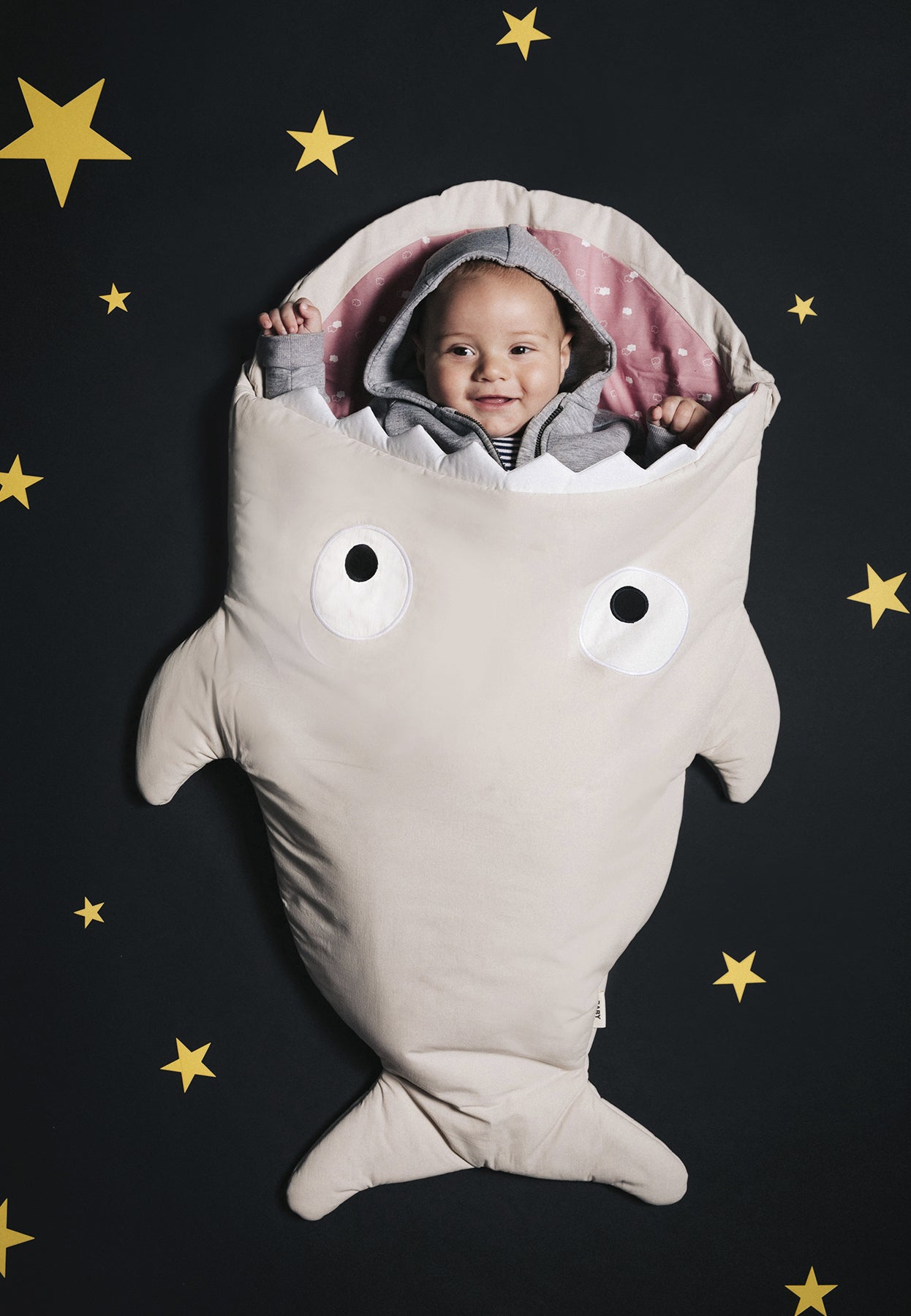 Saco Tiburón para bebé - Gris Piedra - Nubes Rosas