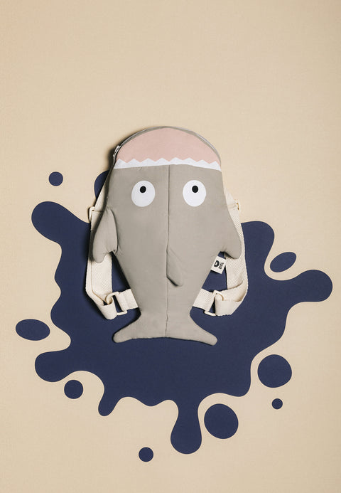 Mochila Tiburón para bebé - Gris Piedra